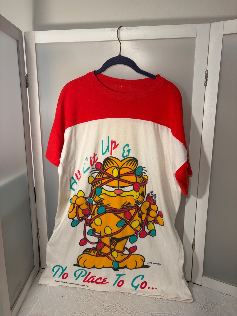Garfield 'No Place To Go' Tee - Red & White